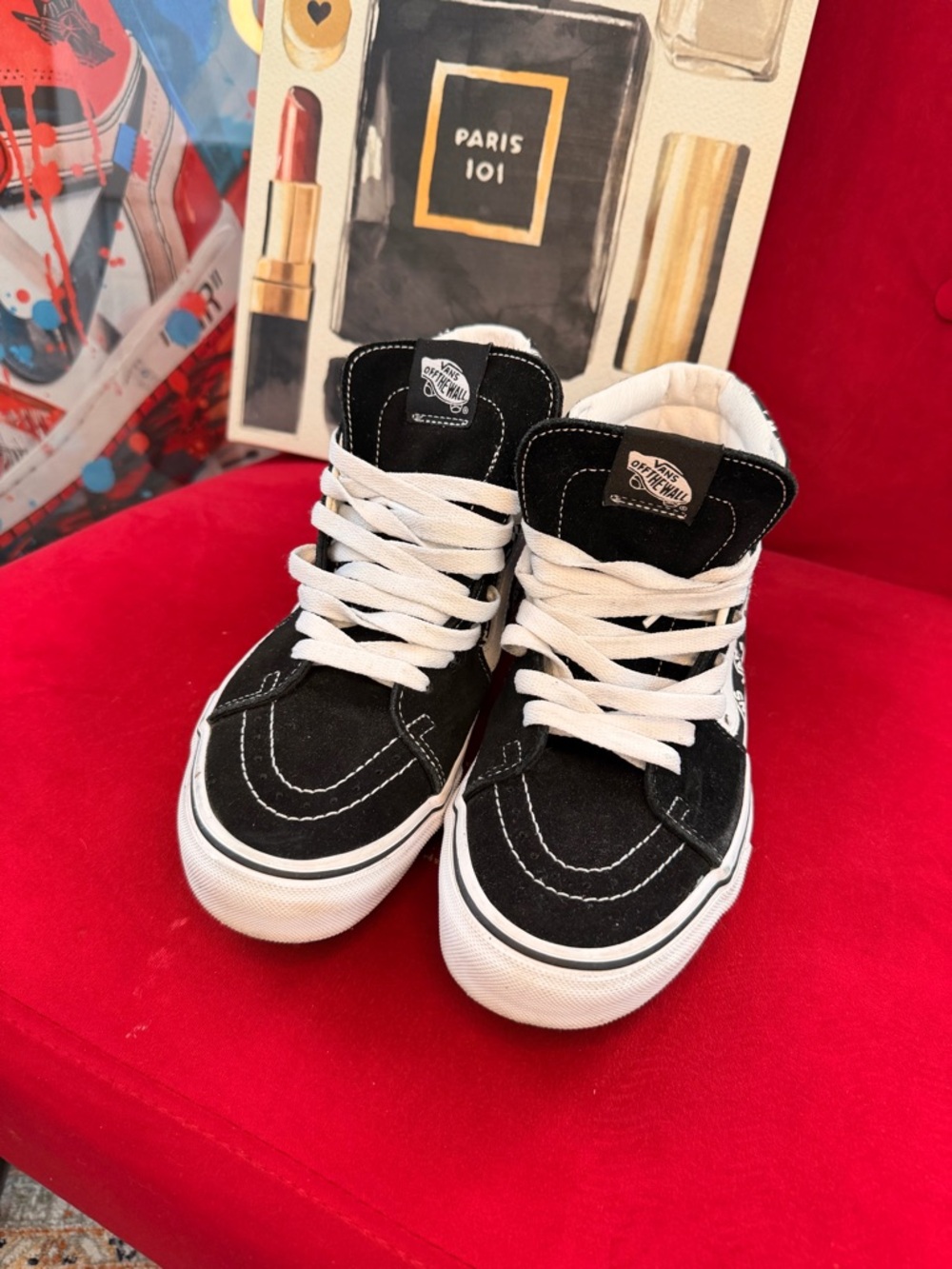 Vans Black and White High-Top Skate Sneakers